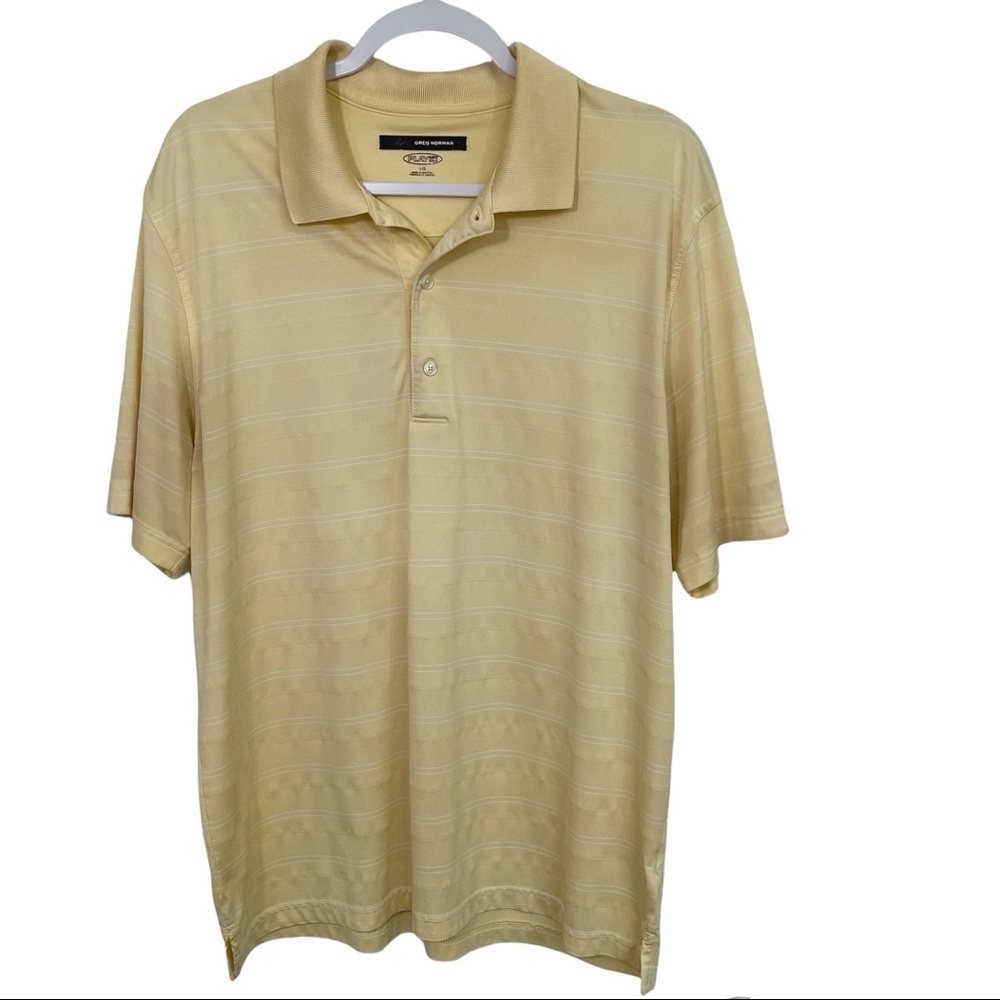 Greg Norman Play Dry Performance Golf Polo Athleisure Outdoor Summer Yellow Sz L